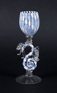 Blue and White Candy Cane Dragon Goblet