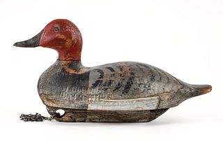 Duck Decoy with Red Head and Chain at Underside 