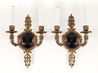 Pair of French Empire Style 2-light Wall Sconces