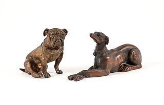 Jennings Brothers Bronze Greyhound and Bulldog 