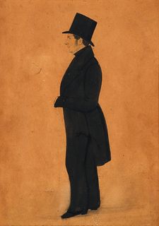 19th Century Watercolor of a Gentleman in Profile  