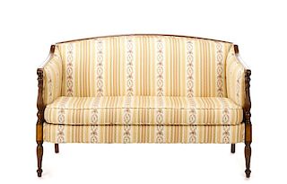 Sheraton Style Striped Upholstered Settee