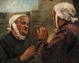 Richard Geiger Two Village Women early 20th cent Oil
