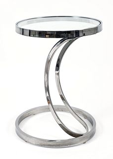 Chrome and Glass End Table in the Style of Leon Rosen 