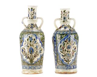 Two 19th/20th C. Persian Tin Glazed Wine Vessels