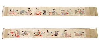 Pair of Japanese Erotic Shunga Hand Scrolls