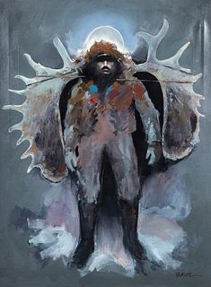 Greg Kavalec acrylic painting  Moose Mountain Man