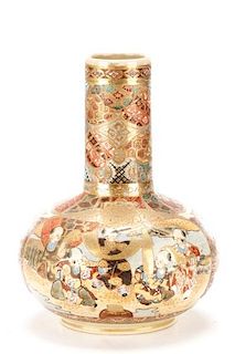 Early 20th C. Large Satsuma Bottle Vase