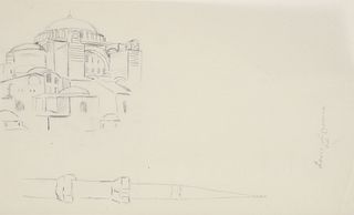 Louis Lozowick pencil drawing Hagia Sofia