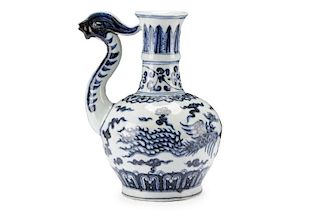 Unique Chinese Porcelain Vase with Phoenix Handle