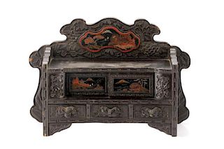 Asian Lacquered & Ebonized Wood Censer Stand