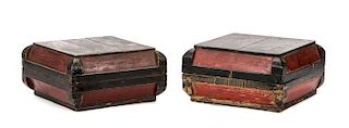 Pair, Chinese Red & Black Lacquered Storage Boxes
