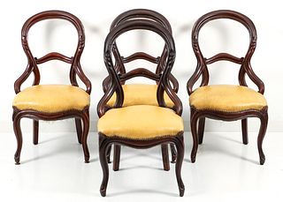 Four Victorian Balloon Back Chairs 
