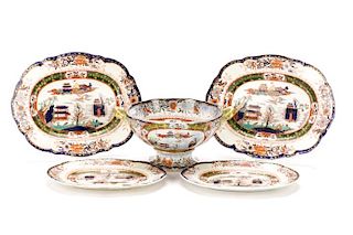 Group of 5 Pieces Mason's Ironstone, 19th C.