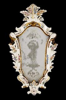 Porcelain and Etched Glass Mirror, Dresden Style