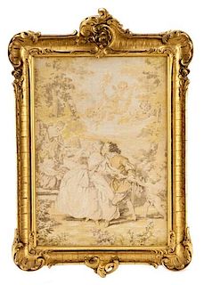 French Petit Point Embroidery, Courtship Scene