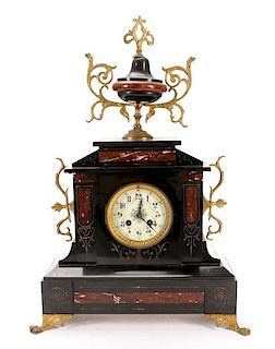 Late 19th C. French Marble and Gilt Mantel Clock