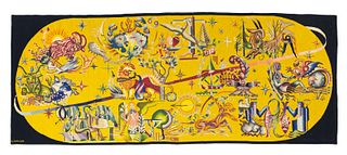 Mid Century Tapestry Signed E. Simon 4’5” x 11’2” (1.35 x 3.40 M)