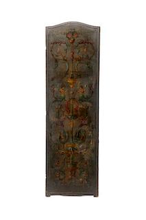 19th C. Spanish Oil Painted Leather Panel