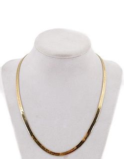 Italian 14k Yellow Gold Herringbone Style Necklace