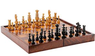 Rosewood Games Box w/Regence Style Chessmen