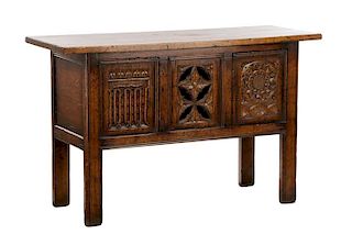 English Jacobean Style Stained Oak Altar Cabinet