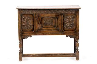 English Jacobean Style Carved Oak Altar Cabinet