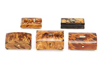 Collection of English Tortoiseshell Snuff Boxes