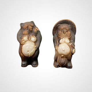 Tanuki Japanese Couple Figurines