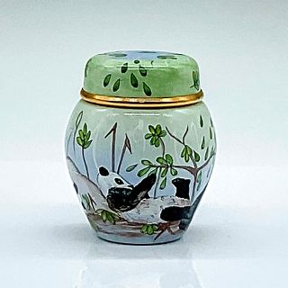 Moorcroft Enamel Miniature Covered Ginger Jar, Pandas