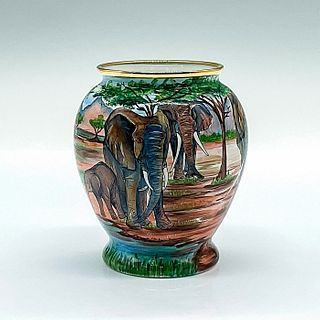 Moorcroft Enamel Miniature Vase, Elephants