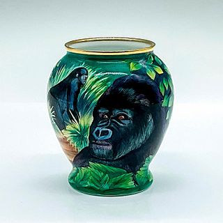 Moorcroft Enamel Miniature Vase, Gorillas