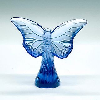 Lalique Satin Crystal Figurine, Blue Butterfly