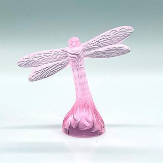 Lalique Satin Crystal Figurine, Pink Dragonfly