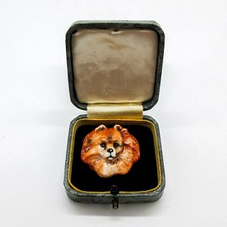 Rare Royal Doulton Porcelain Brooch, Pomeranian