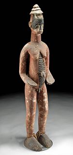 Imposing African Igbo Wood Nude Male Figure (Alusi)