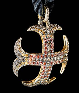 18K+ Gold Pendant Diamonds, Sapphires - Robert Wander