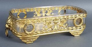 Late 19th C. Gilt Bronze Mounted and Glass Centerpiece