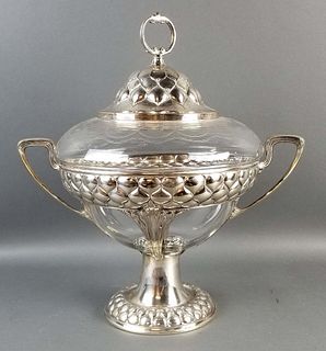A WMF Art Nouveau Silver plated and Glass Punch Bowl
