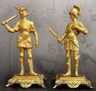 Pair Of Tiffany & Co  Gilded Bronze  Roman Soldiers