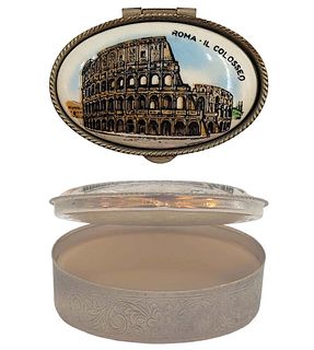 Colosseo Roma, Silver Plated Pill Box