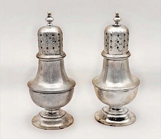 Pair Of 19th C. English Silver (94 grams) Salt And Pepper Pot
