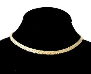German 14k Yellow Gold Herringbone Style Necklace