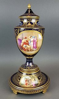 19th C. French Royal Vienna Handpainted Vase on Base