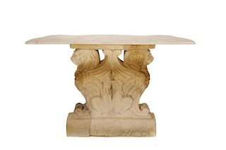 Carved Limestone Neoclassical Garden Console Table
