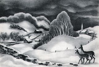 Ernest Fiene, Winter Evening, 1939, 11x7