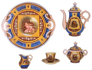 19th C. Royal Vienna Style 6pcs Porcelain Tea set