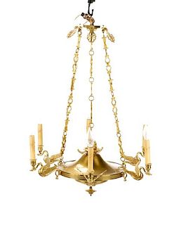 French Empire Six Light Colza Style Chandelier