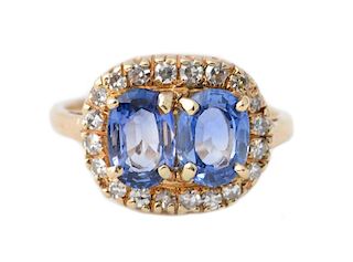 Ladies 14k Yellow Gold, Sapphire, & Diamond Ring