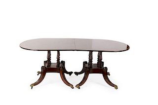 Mahogany Sheraton Double Pedestal Dining Table